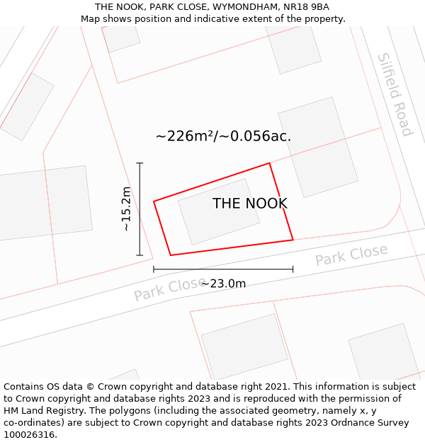 THE NOOK, PARK CLOSE, WYMONDHAM, NR18 9BA: Plot and title map