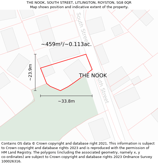 THE NOOK, SOUTH STREET, LITLINGTON, ROYSTON, SG8 0QR: Plot and title map