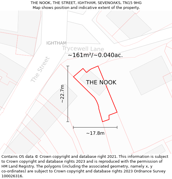 THE NOOK, THE STREET, IGHTHAM, SEVENOAKS, TN15 9HG: Plot and title map