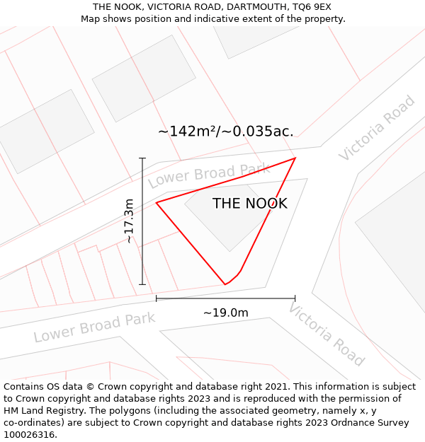 THE NOOK, VICTORIA ROAD, DARTMOUTH, TQ6 9EX: Plot and title map