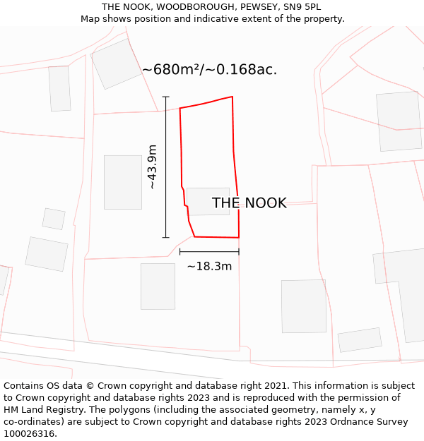 THE NOOK, WOODBOROUGH, PEWSEY, SN9 5PL: Plot and title map