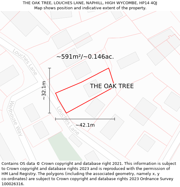 THE OAK TREE, LOUCHES LANE, NAPHILL, HIGH WYCOMBE, HP14 4QJ: Plot and title map