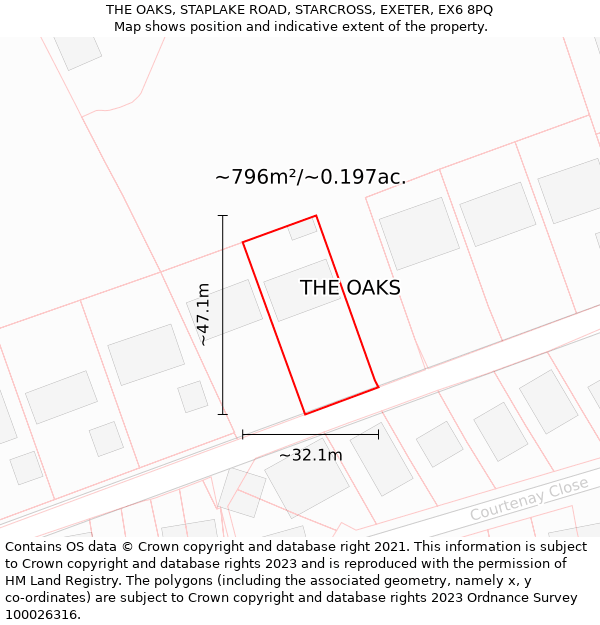 THE OAKS, STAPLAKE ROAD, STARCROSS, EXETER, EX6 8PQ: Plot and title map