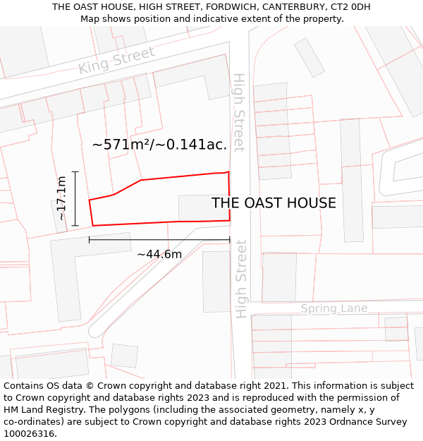 THE OAST HOUSE, HIGH STREET, FORDWICH, CANTERBURY, CT2 0DH: Plot and title map