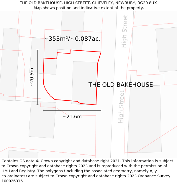 THE OLD BAKEHOUSE, HIGH STREET, CHIEVELEY, NEWBURY, RG20 8UX: Plot and title map