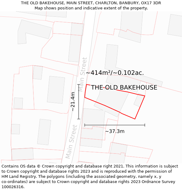 THE OLD BAKEHOUSE, MAIN STREET, CHARLTON, BANBURY, OX17 3DR: Plot and title map