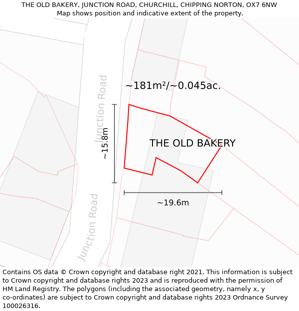 THE OLD BAKERY, JUNCTION ROAD, CHURCHILL, CHIPPING NORTON, OX7 6NW: Plot and title map