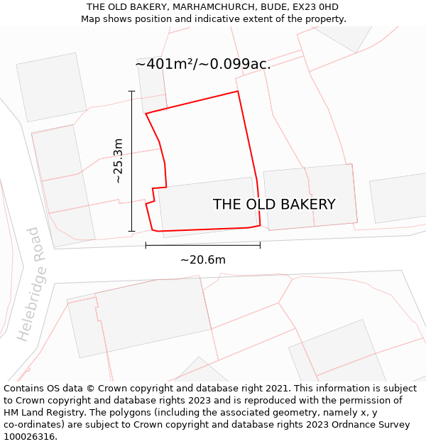 THE OLD BAKERY, MARHAMCHURCH, BUDE, EX23 0HD: Plot and title map