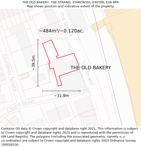 THE OLD BAKERY, THE STRAND, STARCROSS, EXETER, EX6 8PR: Plot and title map