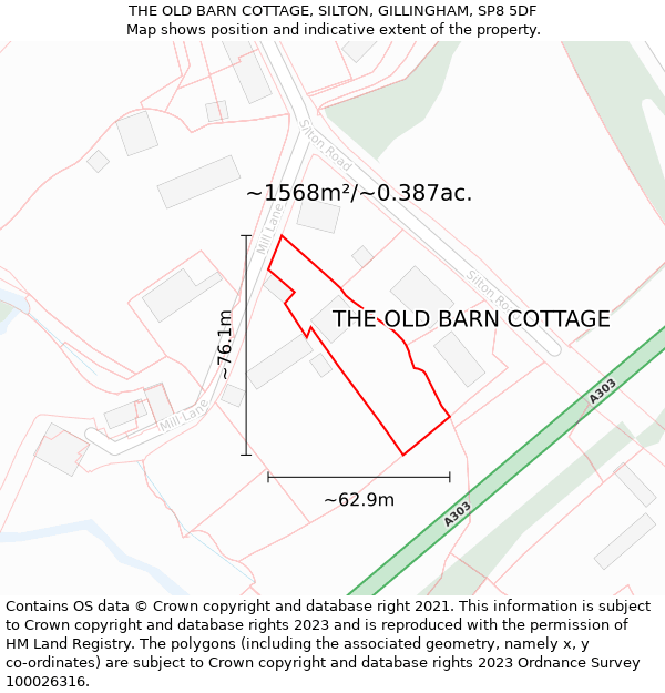 THE OLD BARN COTTAGE, SILTON, GILLINGHAM, SP8 5DF: Plot and title map