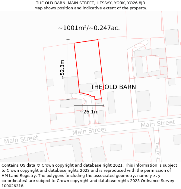 THE OLD BARN, MAIN STREET, HESSAY, YORK, YO26 8JR: Plot and title map