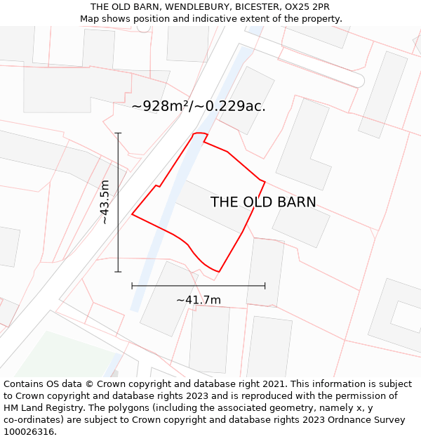 THE OLD BARN, WENDLEBURY, BICESTER, OX25 2PR: Plot and title map