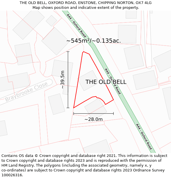 THE OLD BELL, OXFORD ROAD, ENSTONE, CHIPPING NORTON, OX7 4LG: Plot and title map