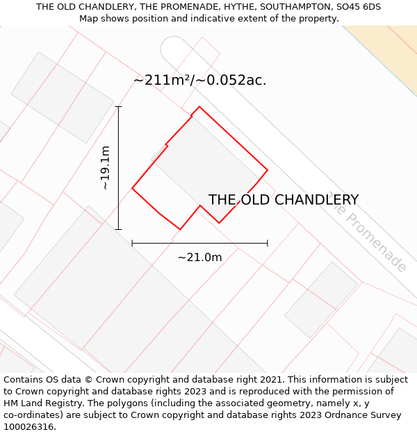 THE OLD CHANDLERY, THE PROMENADE, HYTHE, SOUTHAMPTON, SO45 6DS: Plot and title map