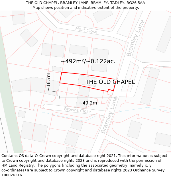 THE OLD CHAPEL, BRAMLEY LANE, BRAMLEY, TADLEY, RG26 5AA: Plot and title map