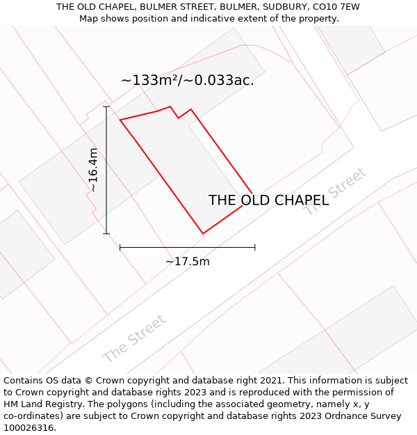 THE OLD CHAPEL, BULMER STREET, BULMER, SUDBURY, CO10 7EW: Plot and title map