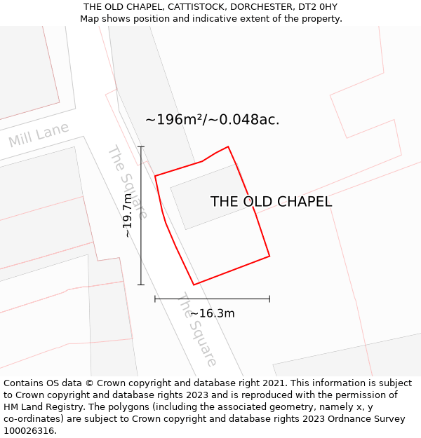 THE OLD CHAPEL, CATTISTOCK, DORCHESTER, DT2 0HY: Plot and title map