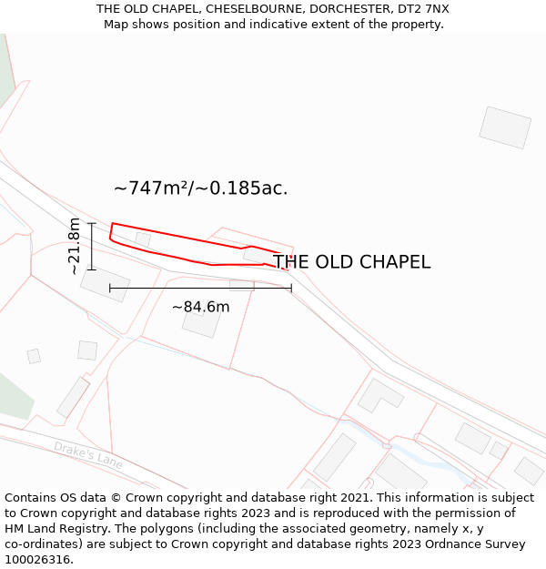 THE OLD CHAPEL, CHESELBOURNE, DORCHESTER, DT2 7NX: Plot and title map