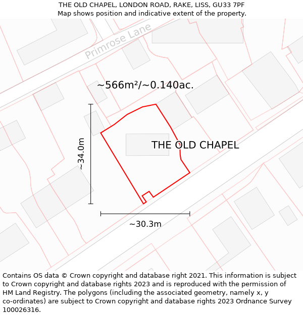 THE OLD CHAPEL, LONDON ROAD, RAKE, LISS, GU33 7PF: Plot and title map