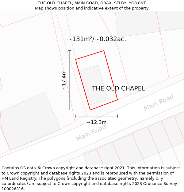 THE OLD CHAPEL, MAIN ROAD, DRAX, SELBY, YO8 8NT: Plot and title map