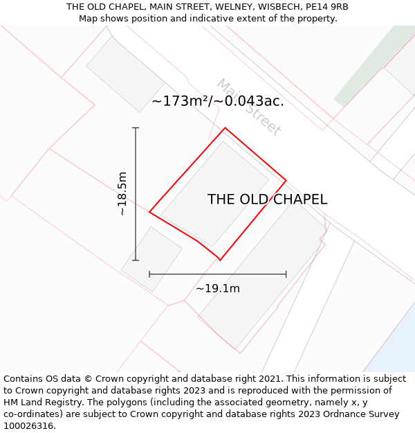 THE OLD CHAPEL, MAIN STREET, WELNEY, WISBECH, PE14 9RB: Plot and title map