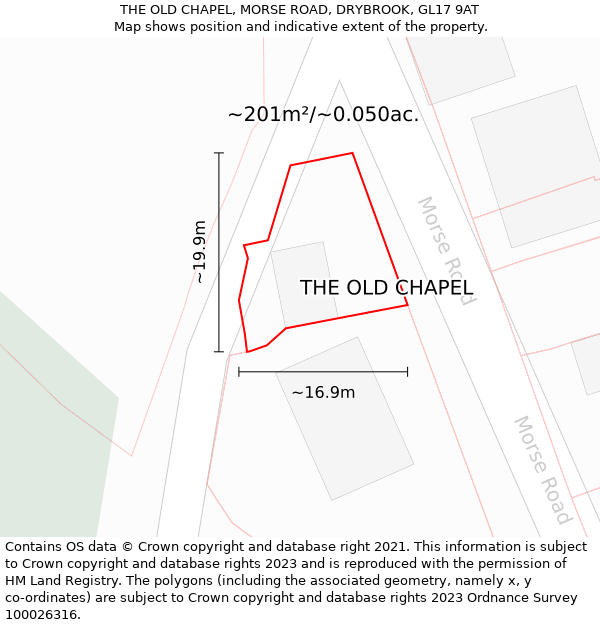 THE OLD CHAPEL, MORSE ROAD, DRYBROOK, GL17 9AT: Plot and title map