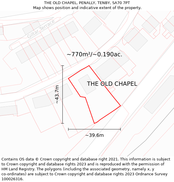 THE OLD CHAPEL, PENALLY, TENBY, SA70 7PT: Plot and title map