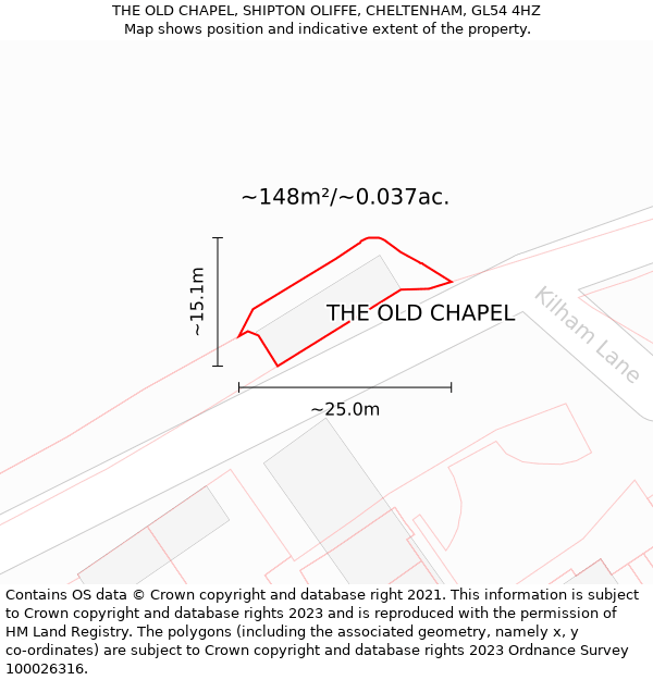 THE OLD CHAPEL, SHIPTON OLIFFE, CHELTENHAM, GL54 4HZ: Plot and title map