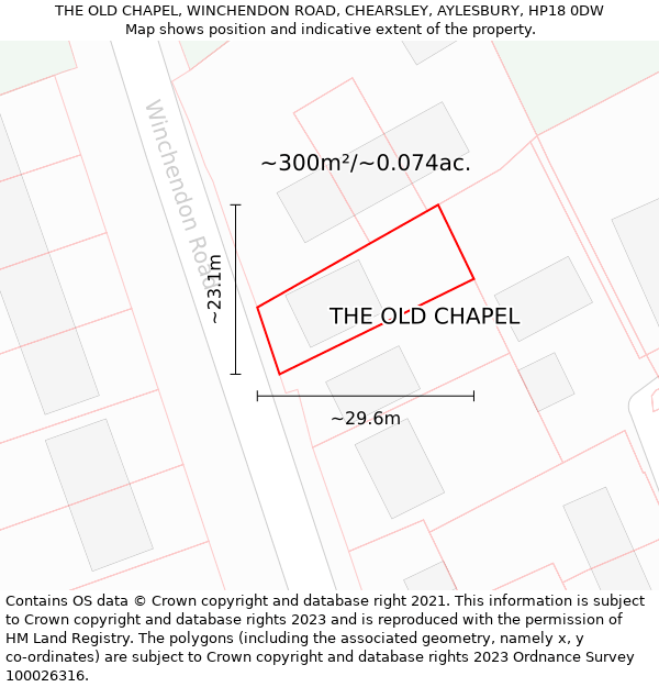 THE OLD CHAPEL, WINCHENDON ROAD, CHEARSLEY, AYLESBURY, HP18 0DW: Plot and title map