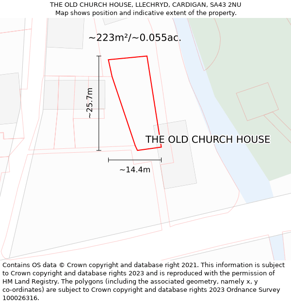 THE OLD CHURCH HOUSE, LLECHRYD, CARDIGAN, SA43 2NU: Plot and title map