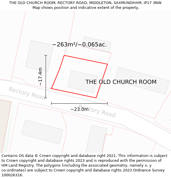 THE OLD CHURCH ROOM, RECTORY ROAD, MIDDLETON, SAXMUNDHAM, IP17 3NW: Plot and title map