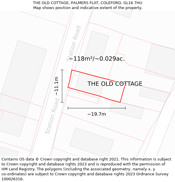 THE OLD COTTAGE, PALMERS FLAT, COLEFORD, GL16 7HU: Plot and title map