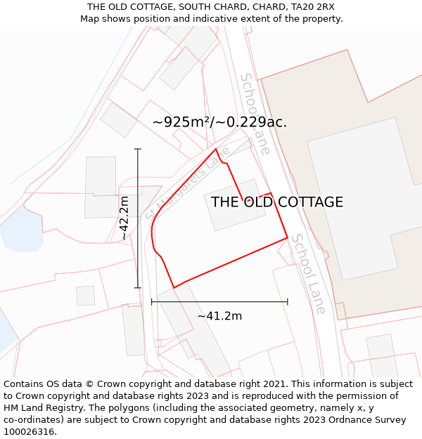 THE OLD COTTAGE, SOUTH CHARD, CHARD, TA20 2RX: Plot and title map