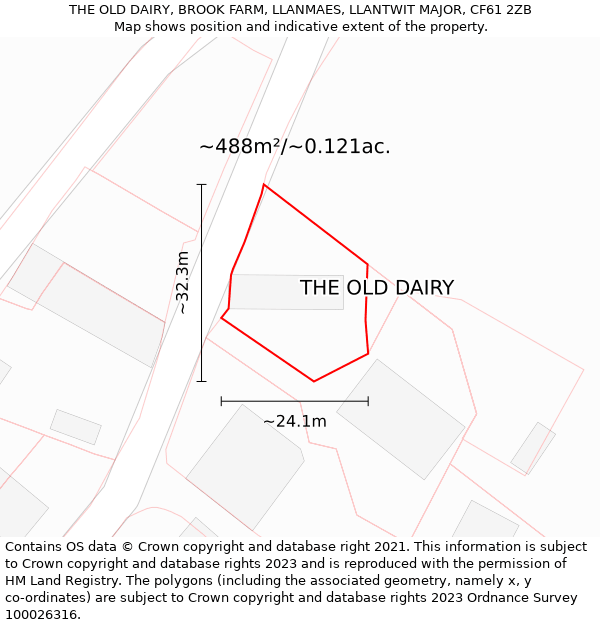 THE OLD DAIRY, BROOK FARM, LLANMAES, LLANTWIT MAJOR, CF61 2ZB: Plot and title map