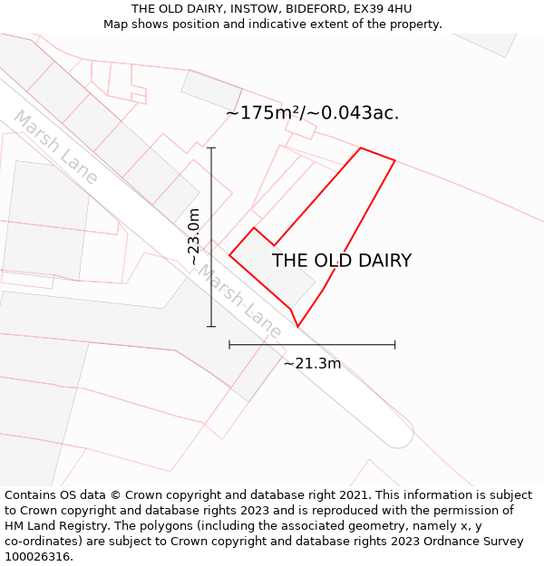 THE OLD DAIRY, INSTOW, BIDEFORD, EX39 4HU: Plot and title map