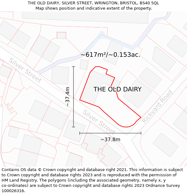 THE OLD DAIRY, SILVER STREET, WRINGTON, BRISTOL, BS40 5QL: Plot and title map