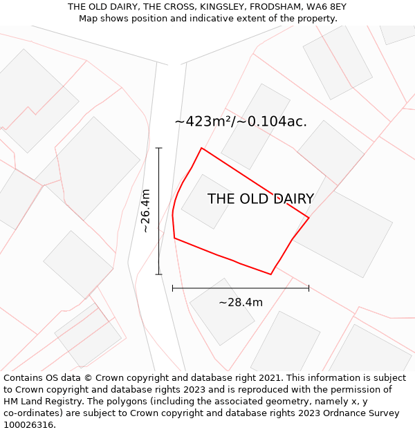 THE OLD DAIRY, THE CROSS, KINGSLEY, FRODSHAM, WA6 8EY: Plot and title map