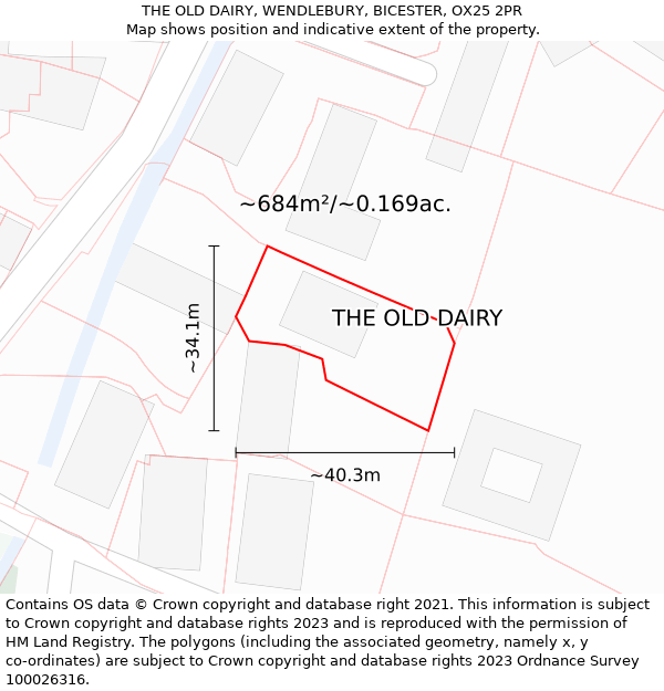 THE OLD DAIRY, WENDLEBURY, BICESTER, OX25 2PR: Plot and title map