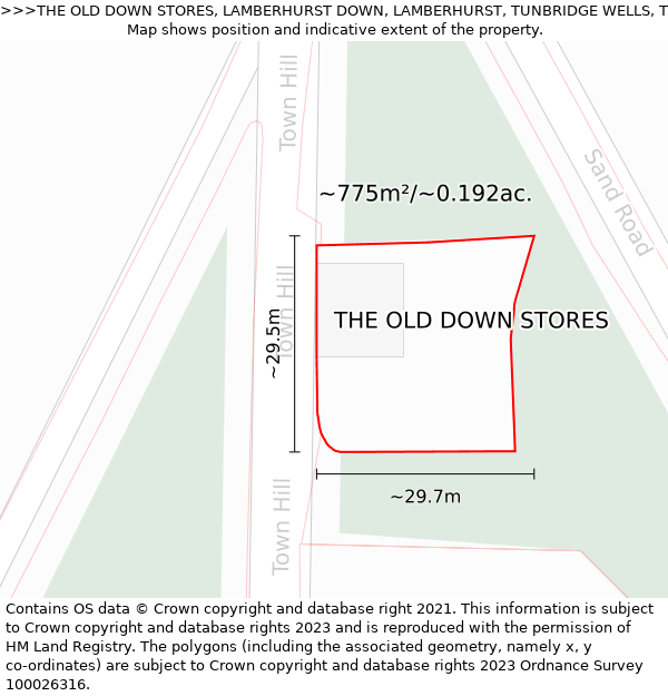 THE OLD DOWN STORES, LAMBERHURST DOWN, LAMBERHURST, TUNBRIDGE WELLS, TN3 8ES: Plot and title map