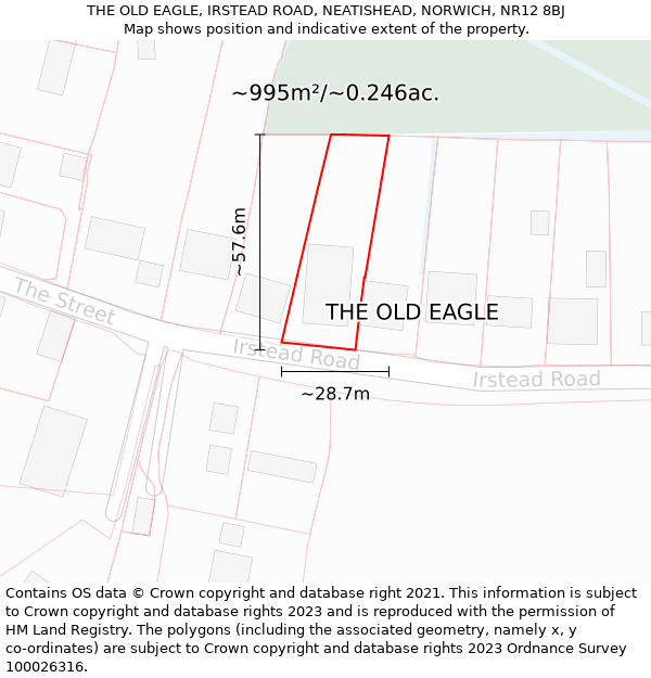 THE OLD EAGLE, IRSTEAD ROAD, NEATISHEAD, NORWICH, NR12 8BJ: Plot and title map