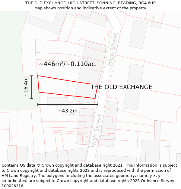 THE OLD EXCHANGE, HIGH STREET, SONNING, READING, RG4 6UP: Plot and title map