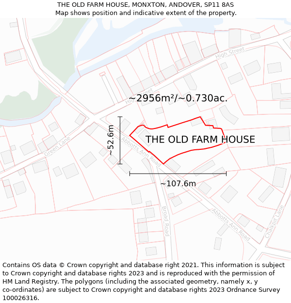 THE OLD FARM HOUSE, MONXTON, ANDOVER, SP11 8AS: Plot and title map