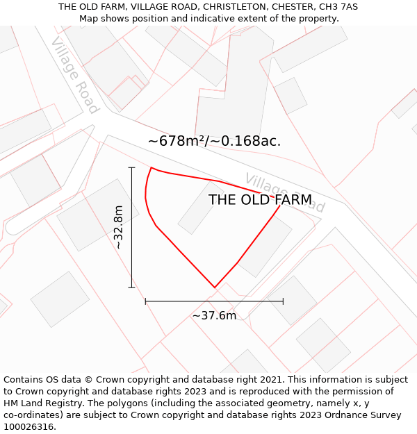 THE OLD FARM, VILLAGE ROAD, CHRISTLETON, CHESTER, CH3 7AS: Plot and title map