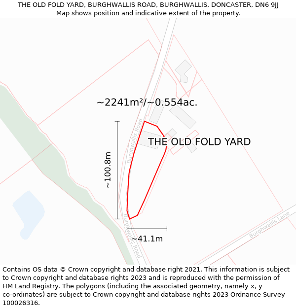 THE OLD FOLD YARD, BURGHWALLIS ROAD, BURGHWALLIS, DONCASTER, DN6 9JJ: Plot and title map