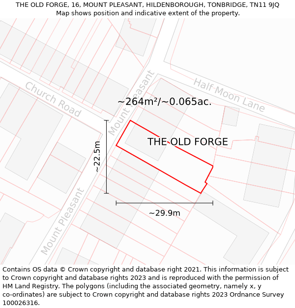 THE OLD FORGE, 16, MOUNT PLEASANT, HILDENBOROUGH, TONBRIDGE, TN11 9JQ: Plot and title map