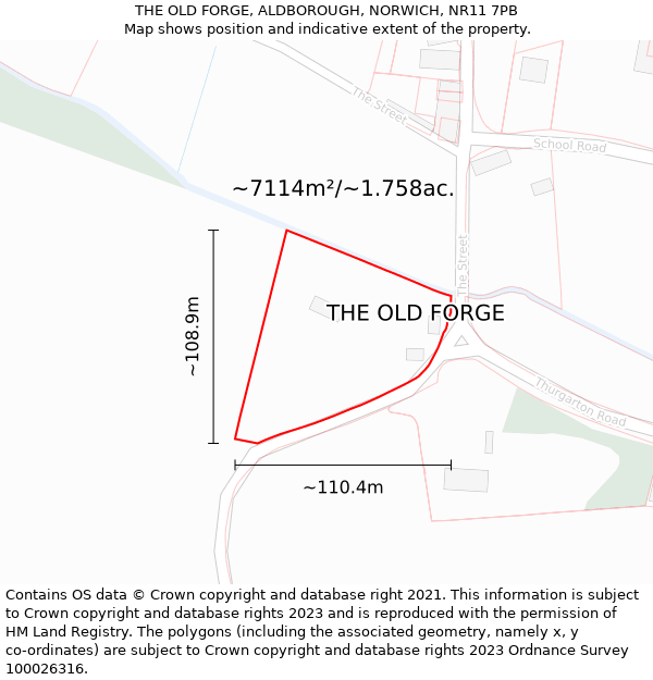 THE OLD FORGE, ALDBOROUGH, NORWICH, NR11 7PB: Plot and title map