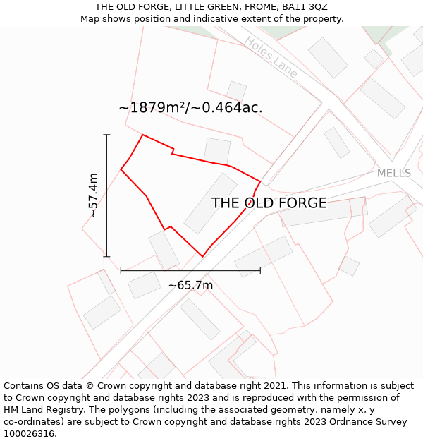 THE OLD FORGE, LITTLE GREEN, FROME, BA11 3QZ: Plot and title map