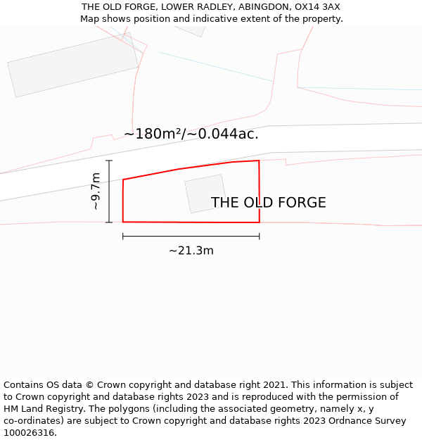THE OLD FORGE, LOWER RADLEY, ABINGDON, OX14 3AX: Plot and title map