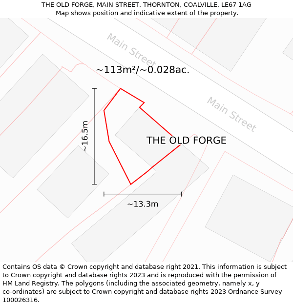 THE OLD FORGE, MAIN STREET, THORNTON, COALVILLE, LE67 1AG: Plot and title map