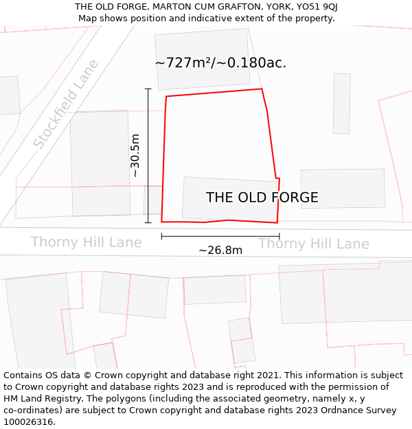 THE OLD FORGE, MARTON CUM GRAFTON, YORK, YO51 9QJ: Plot and title map